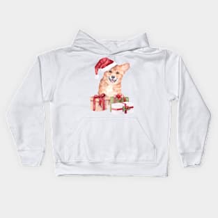 Christmas corgi art. Kids Hoodie